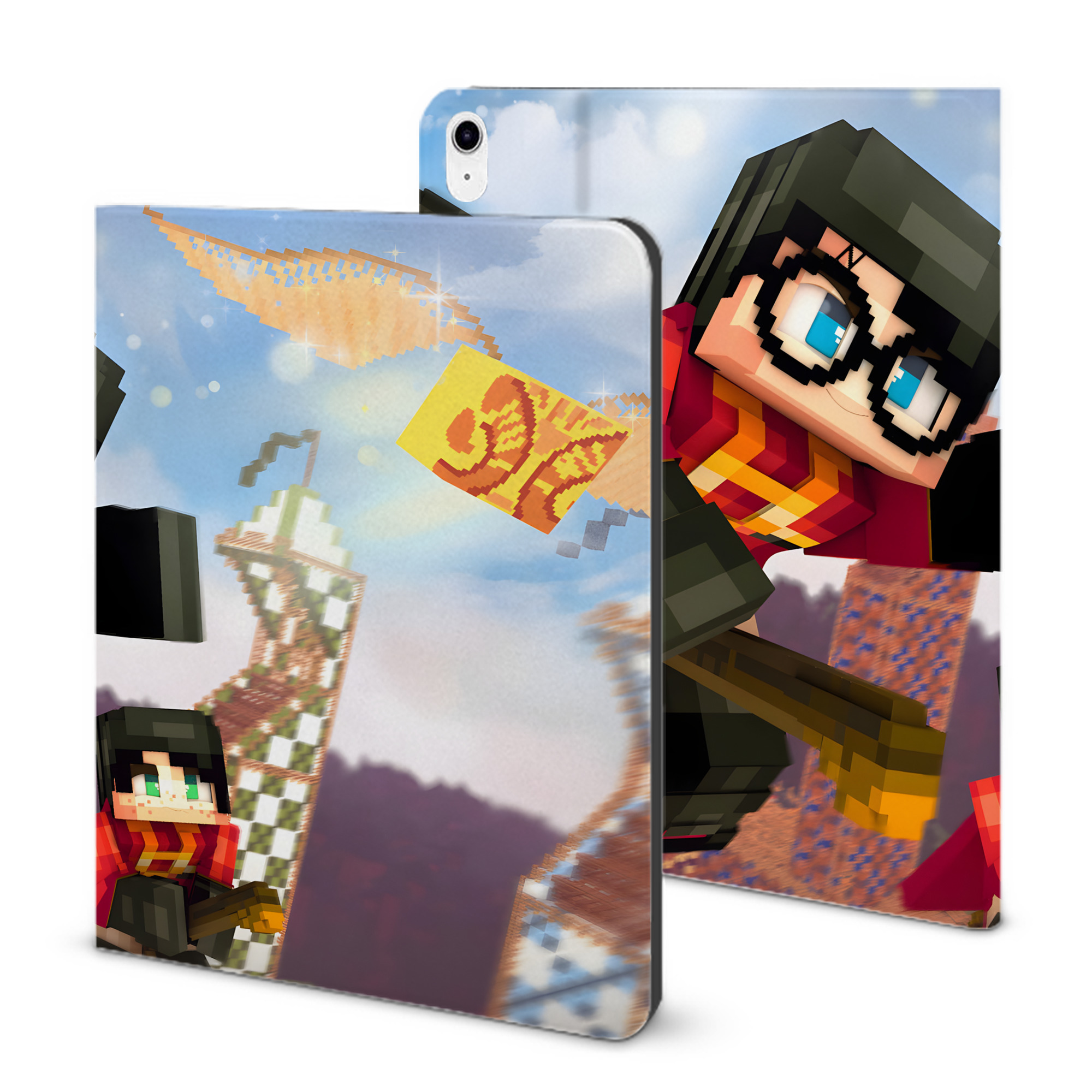 （画像用） マインクラフト ブロックの世界 Minecraft MC Block world IPad ケース ブック型 PUレザー TPU 耐衝撃 軽量 薄型 ペン収納なし 全面保護 IPad 各モデル対応